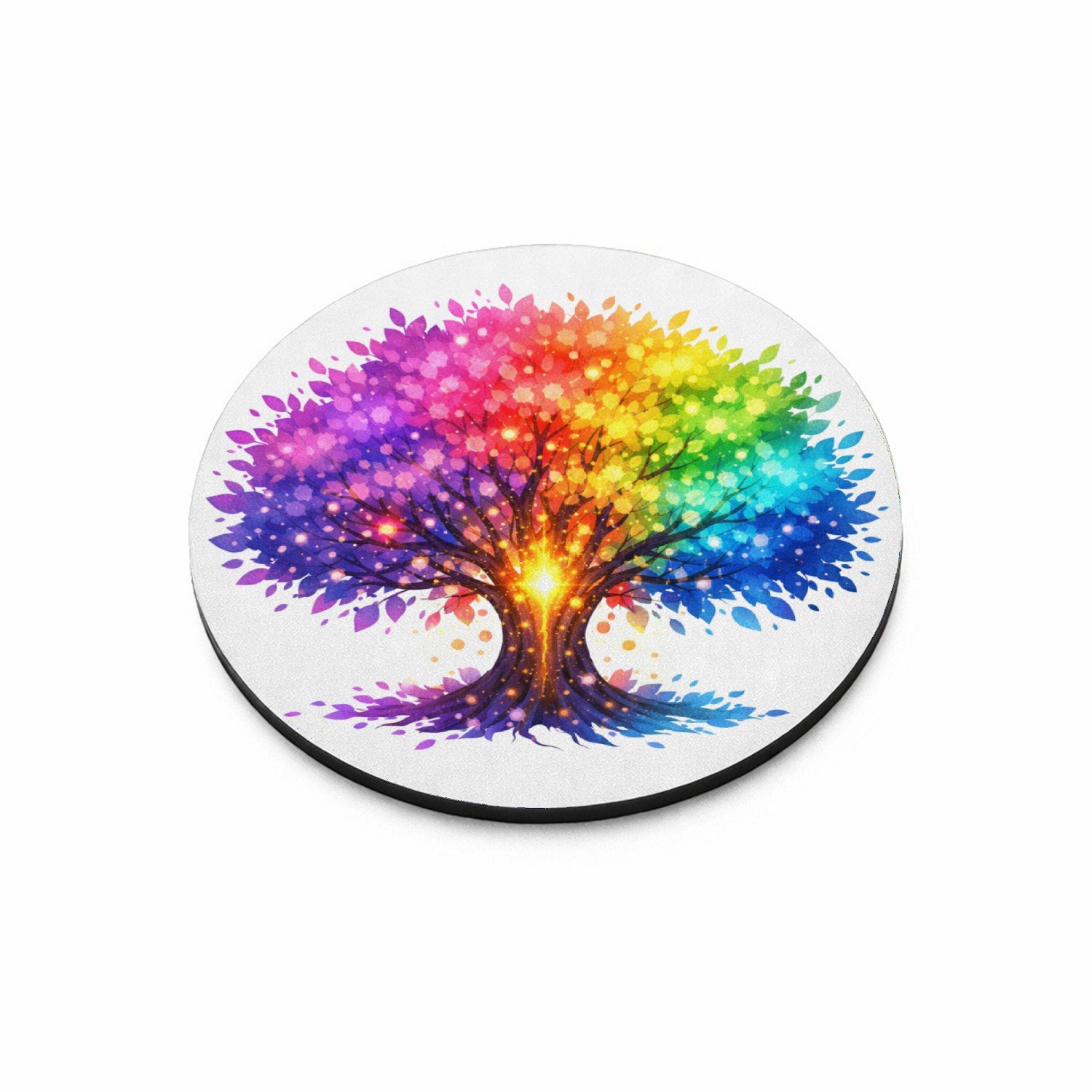 Mr Cadeautjes MDF magnetische fotolijst rond Ø 9,5 - design Een fantasierijke vlindercompositie waarin één grote vlinder | cadeau Wit