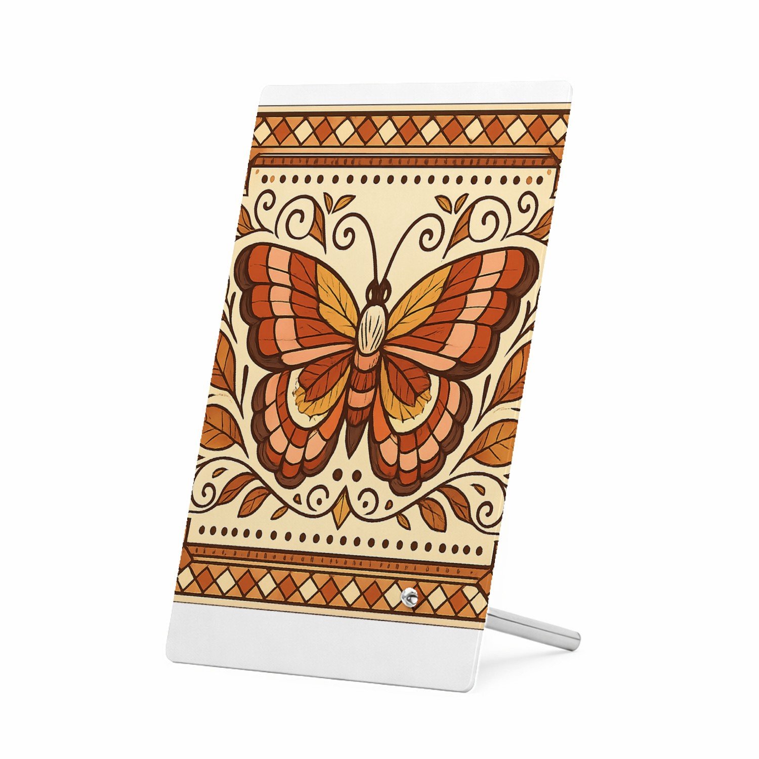 Mr Cadeautjes Glasframe 11 x 16 - design Een sierlijke vlinderkompositie met gevouwen vleugels, omrin | cadeau Wit