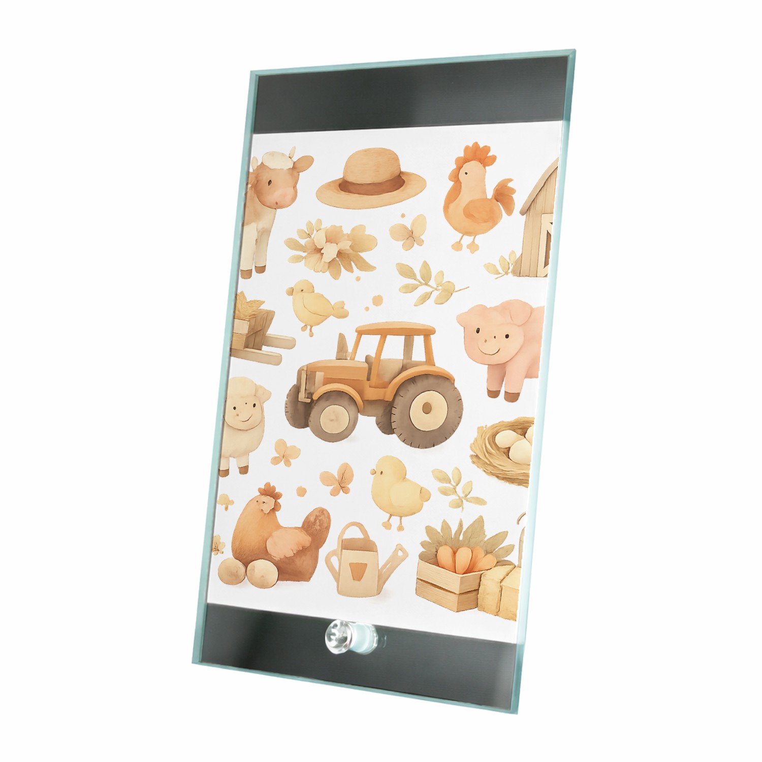 Mr Cadeautjes Glasframe 15 x 23 - design Bosalfabet met dieren en planten in een zachte aquarelstijl | cadeau Wit