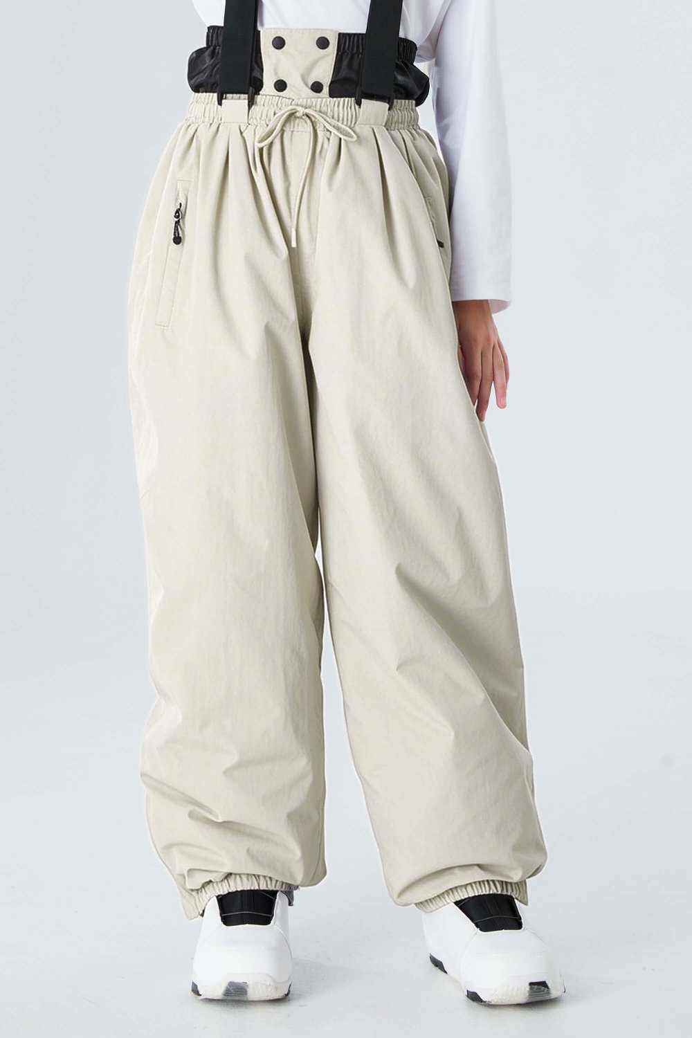 GSOU SNOW Waterdichte balloon ski- en snowboardbroek voor kinderen 20K waterdicht Gebroken Creme