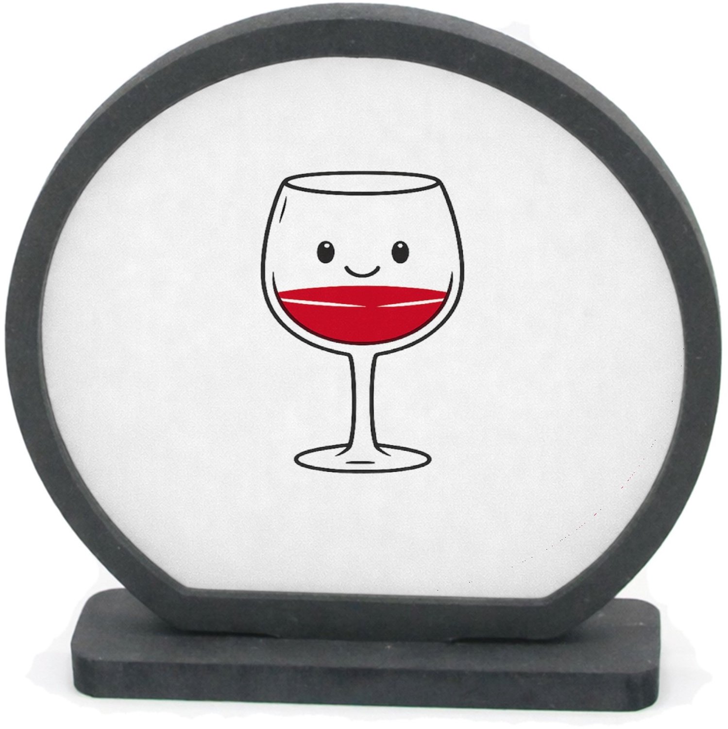 Mr Cadeautjes Houten fotolijst rond met MDF inleg - design Een minimalistische koffiebeker met een blij gezicht en een | cadeau Wit