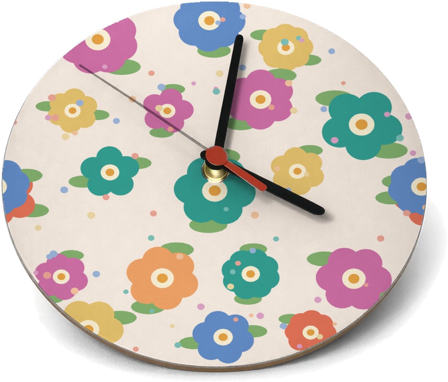 Mr Cadeautjes Klok rond Ø 19 - design Bloemenveld | cadeau Wit