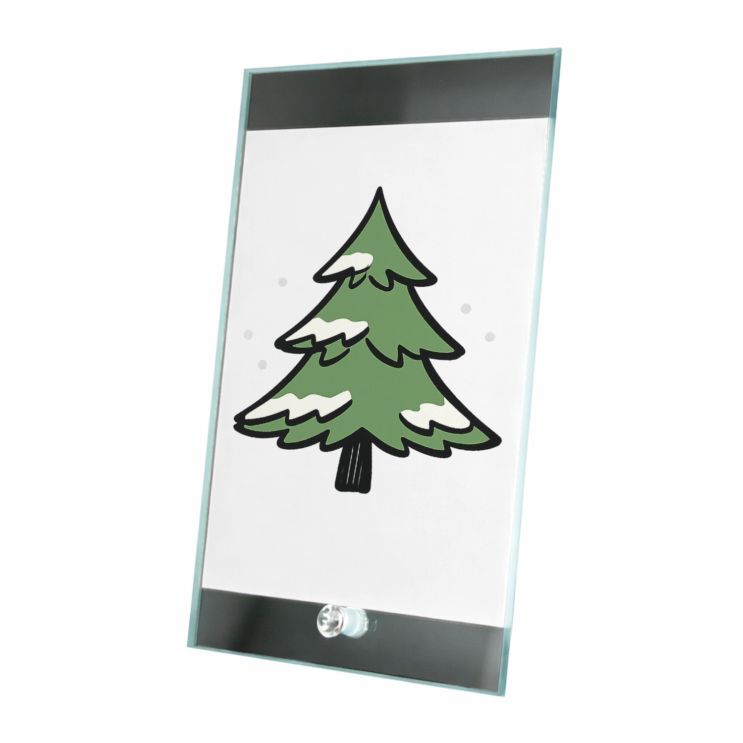 Mr Cadeautjes Glasframe 15 x 23 - design Een speelse winterboom opgebouwd uit losse penseelstreken en | cadeau Wit