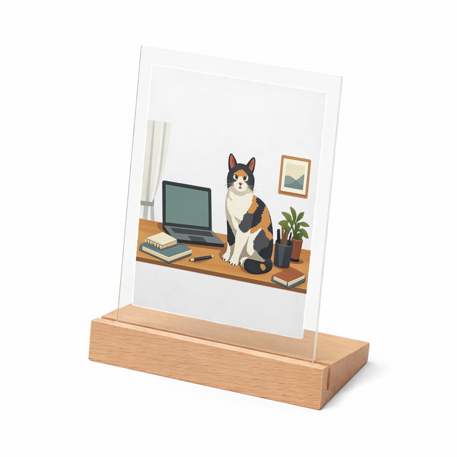 Mr Cadeautjes Glasframe met vaste tekst - design Een eigenzinnige ‘ongewenste coworker’ scène in een rustige | cadeau Wit