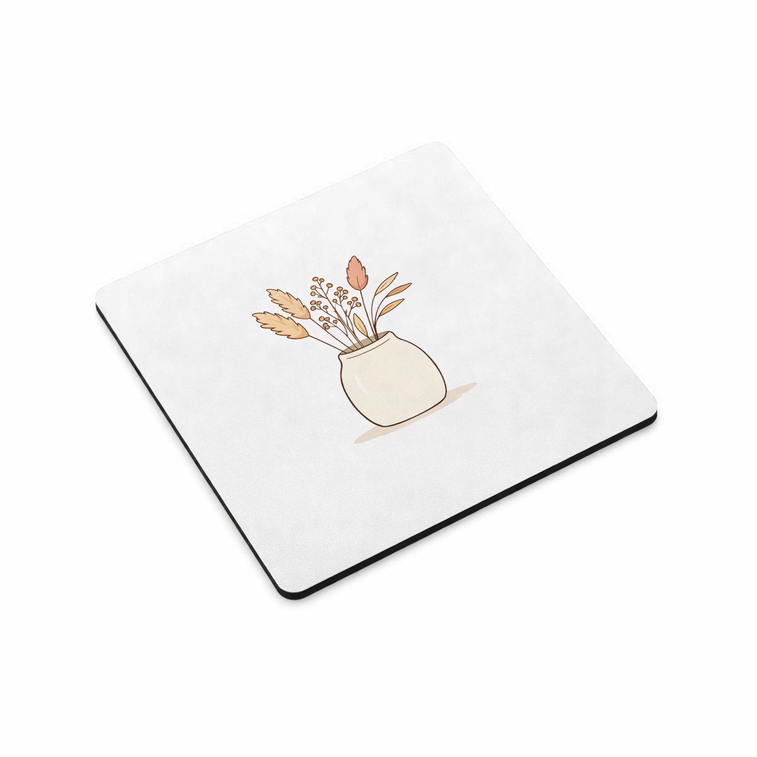 Mr Cadeautjes MDF magnetische fotolijst vierkant 9,5 - design Een minimalistisch botanisch tekstontwerp met een warm thuis | cadeau Wit