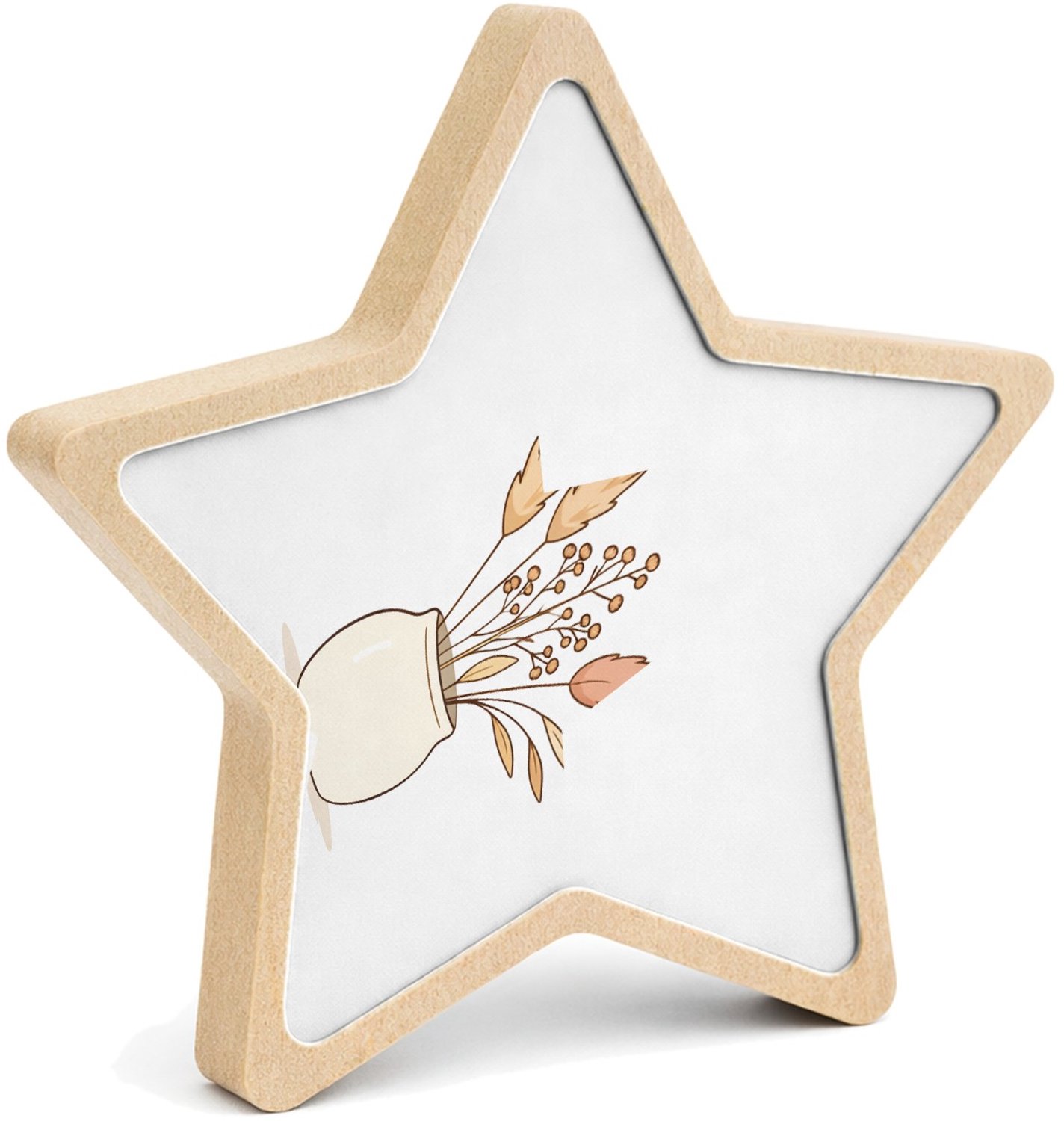 Mr Cadeautjes MDF fotolijst ster 14 x 13,5 - design Een minimalistisch botanisch tekstontwerp met een warm thuis | cadeau Wit