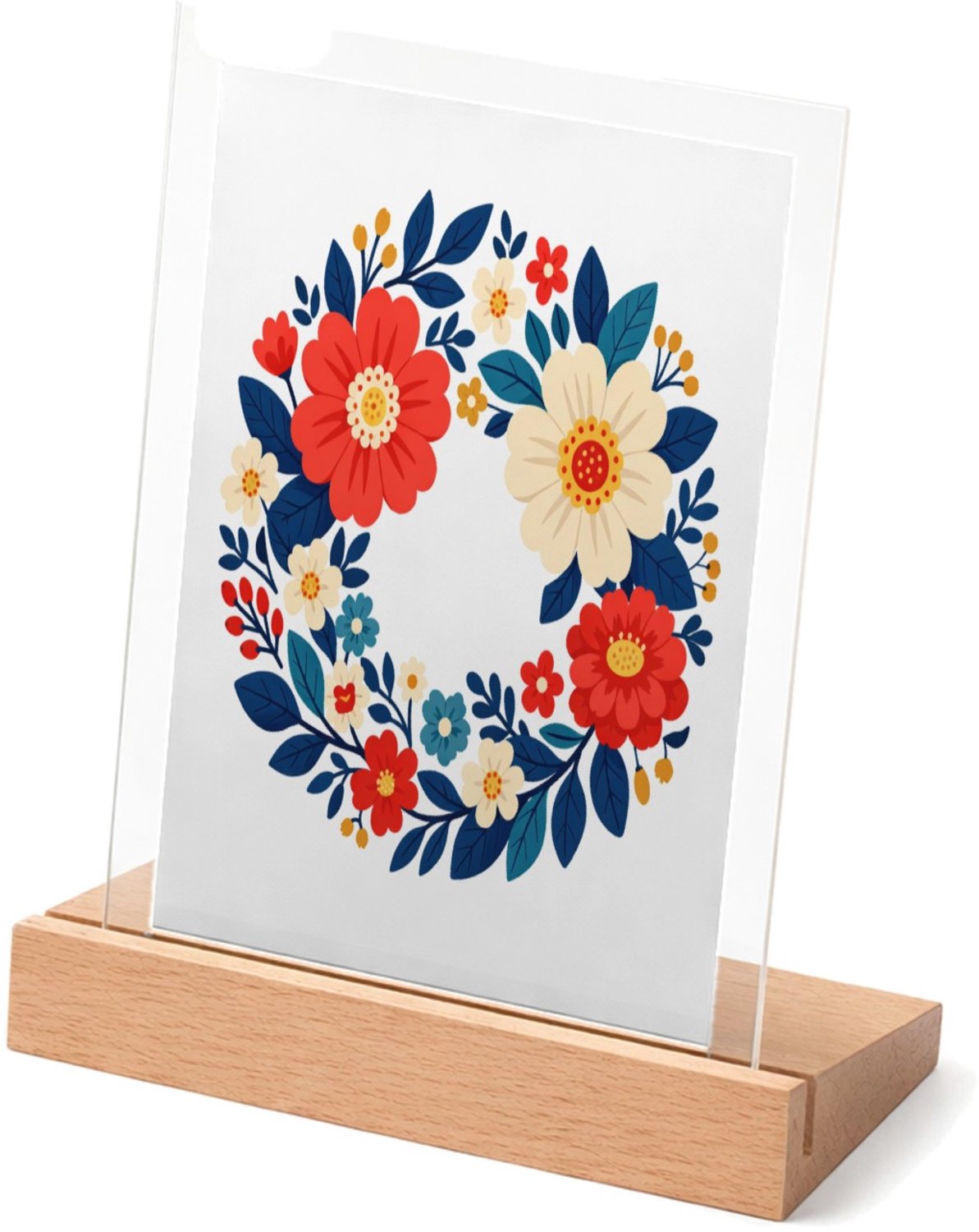 Mr Cadeautjes Glasframe met vaste tekst - design Een nieuwe retro-cadeauprint met een botanische rand en een | cadeau Wit