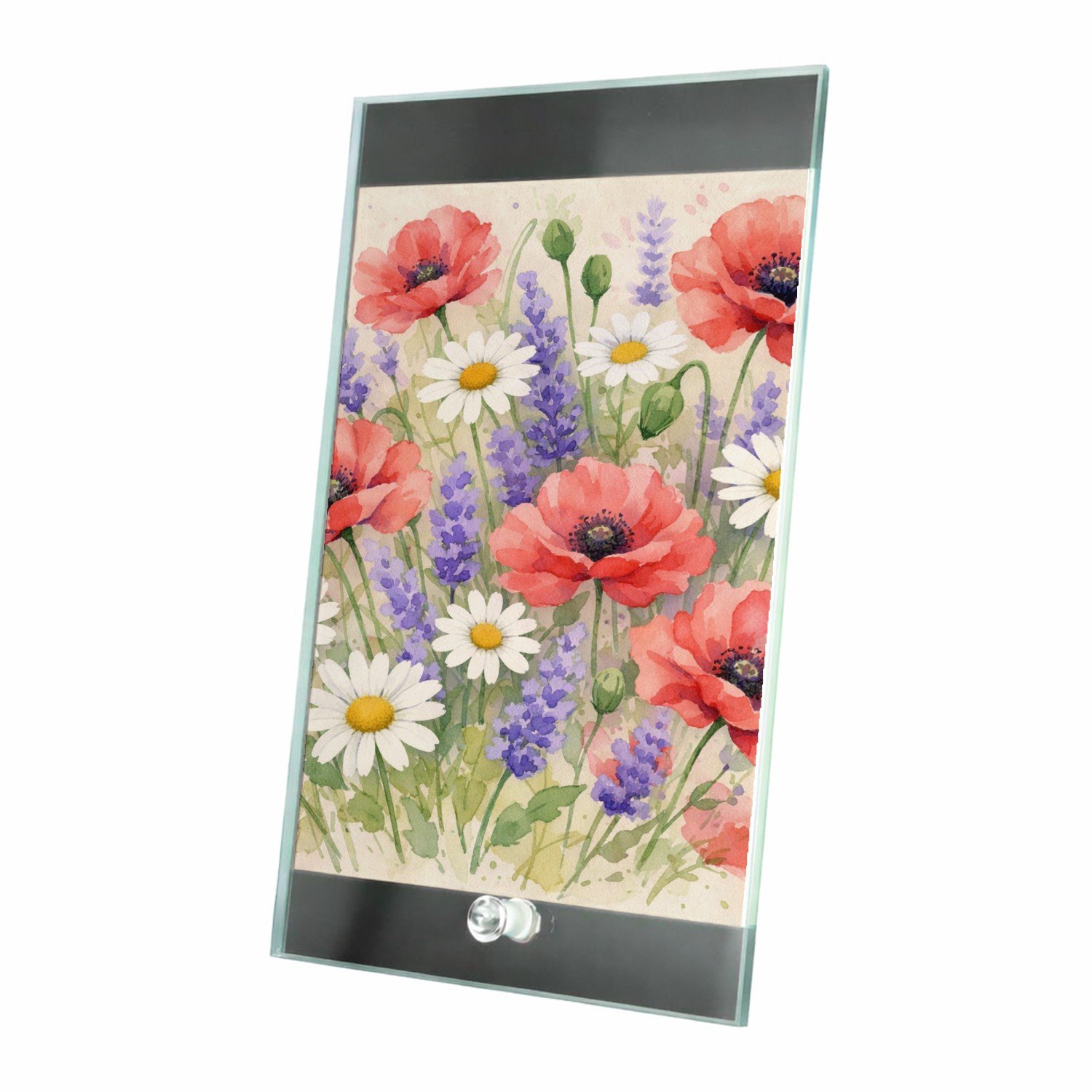 Mr Cadeautjes Glasframe 15 x 23 - design Aquarel wilde bloemen | cadeau Wit