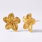 Lundholm Camellia Bloem Oorbellen Dames Goud kleurig Bruids Oorbellen Feest Statement – Premium Stainless Steel Gold PVD Plated – Grote Statement Bloem Oorstekers 3,5 cm – Elegante Flower Earrings – Waterproof & Hypoallergeen – Cadeau voor Haar