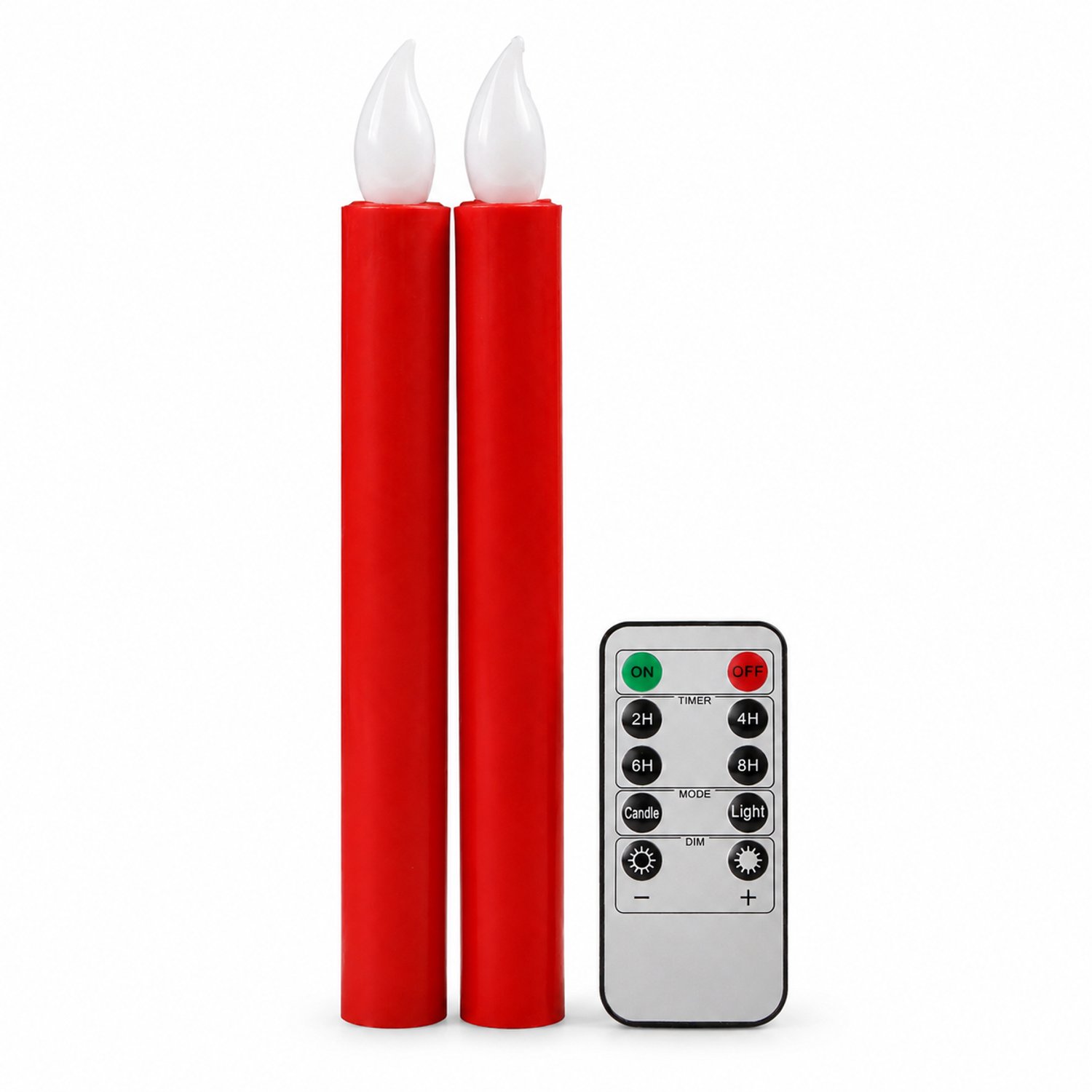 SWGOTA led kaarsen, 2 rode lange kaarsen met vlamvormige kop, voor afstandsbediening, decoratie voor bruiloften en kerken, afstandsbediening niet inbegrepen Rood