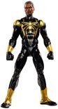 Marvel Legends Iron Spider actiefiguur van Aaron Davis in zwart-gouden harnas met ontbloot gezicht.