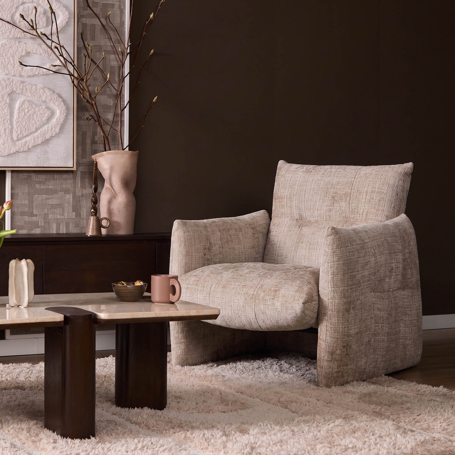 Starfurn Fauteuil Lois - Beige - 90x86x77 cm