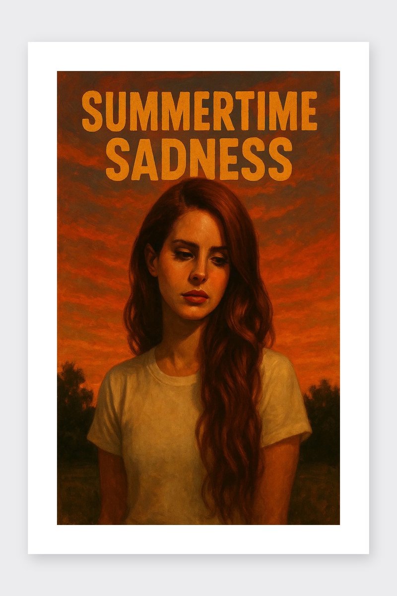 Summertime Sadness Poster - Lana Del Rey Posters - Muziek - Passe-Partouts Effect - Wanddecoratie Woonkamer - 180 gram papier - B6132AZ - Formaat 60 x 90cm