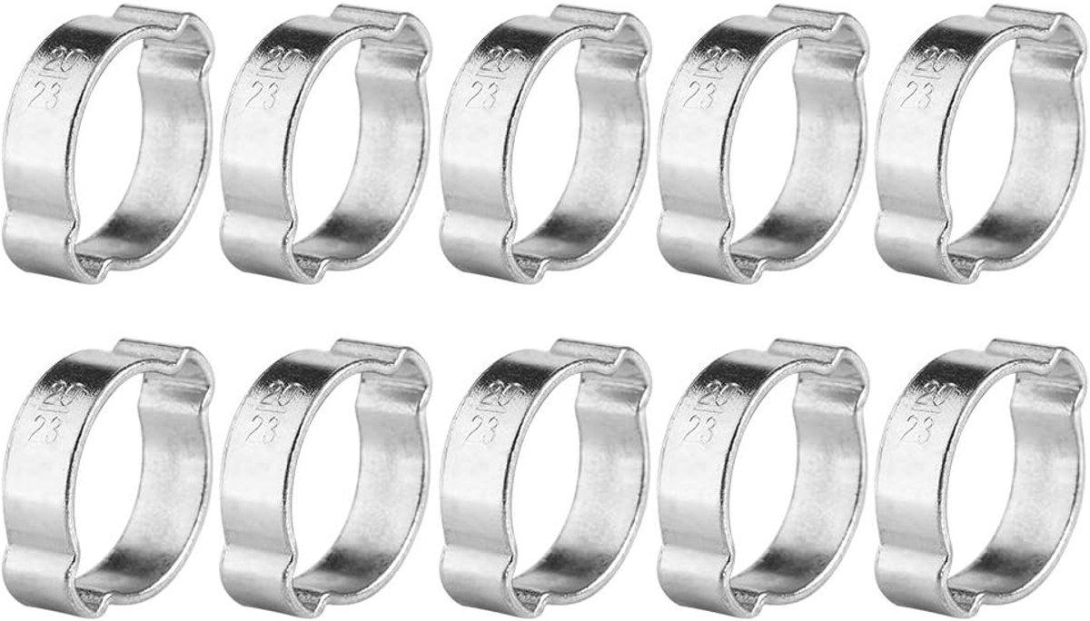 Dailygoods- Slangklem 10 Stuks - Verstelbare Slangklemmen - Roestvrij Staal - Constant Spanningsdruk - Voor Brandstof/Water - Diverse Maten 5-23 mm