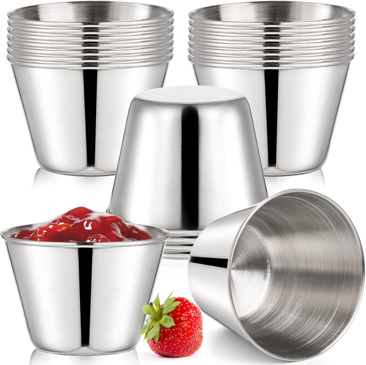 20 Pak 2 oz (75 ml) Roestvrijstalen saus Cups, Ramekin Dompelen Cup, Individuele Kruiderij Cups, Commerciele Kwaliteit Portie Kopjes Voor Elke Dompelen