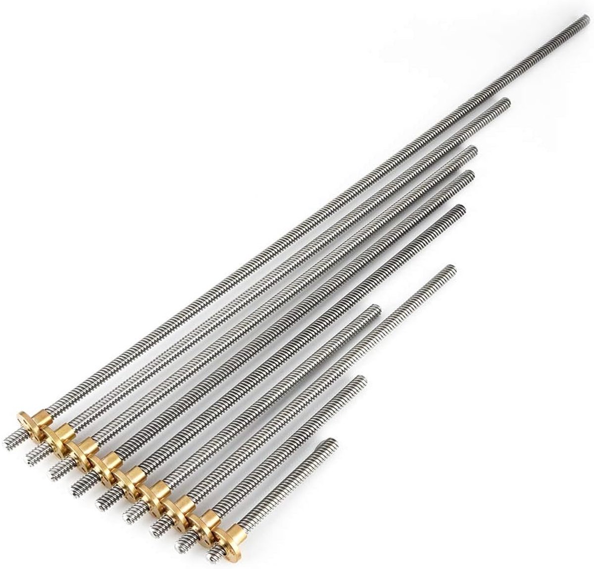 8 Mm Trapeziumvormige Roestvrijstalen Draadstang Loodschroef en Messing Moer voor 3D-printer(300mm)