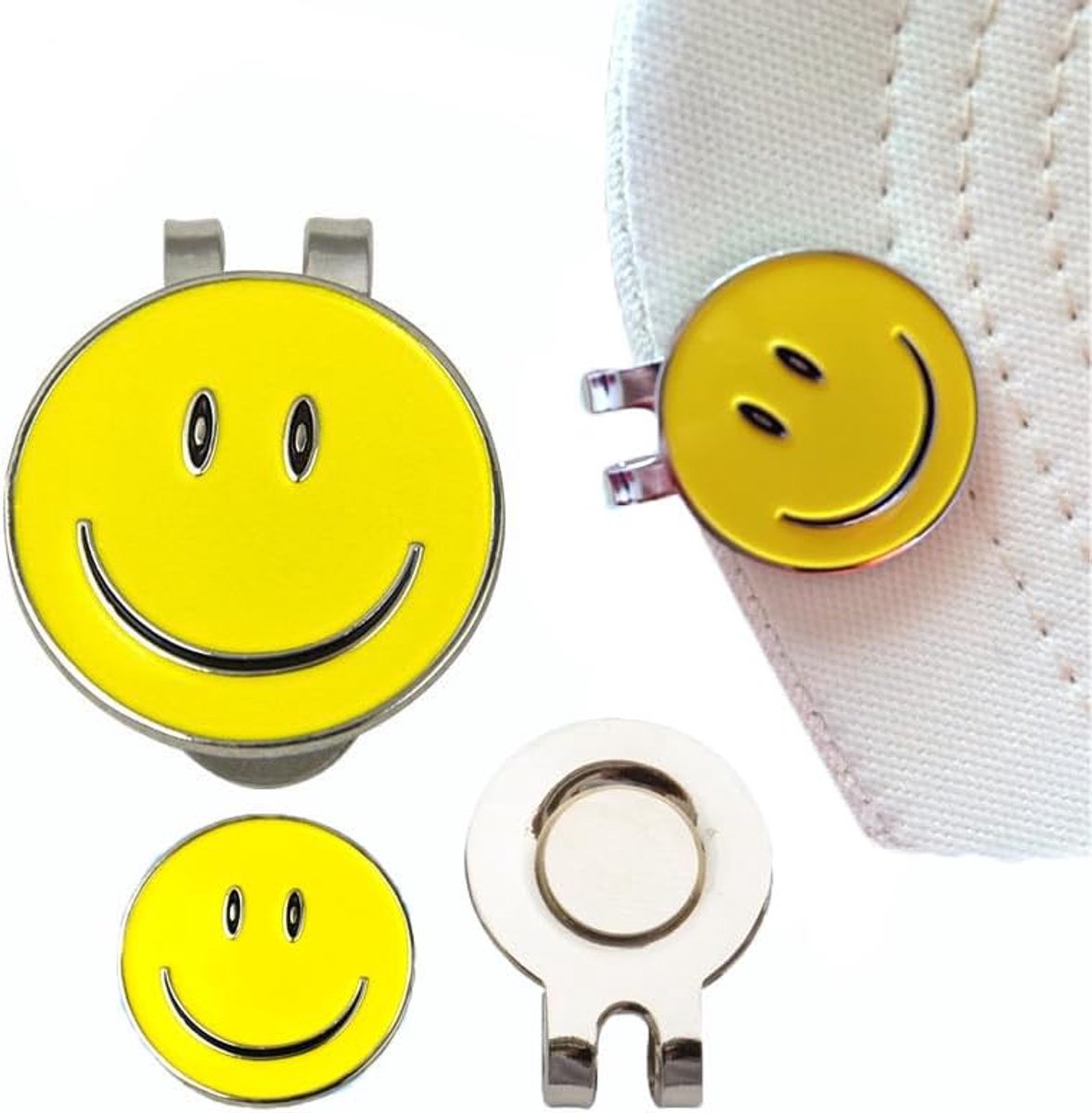 Zalati Hoedclip met Golfbalmarker Magnetisch Afneembaar Ontwerp Glimlach Gezicht Stijl Accessoires voor Golfsport