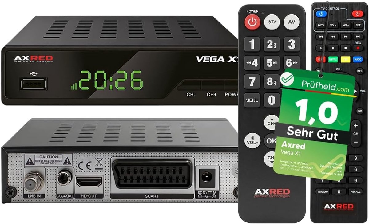 Satellietontvanger - Zwart - HD met PVR Opnamefunctie - Voor Senioren