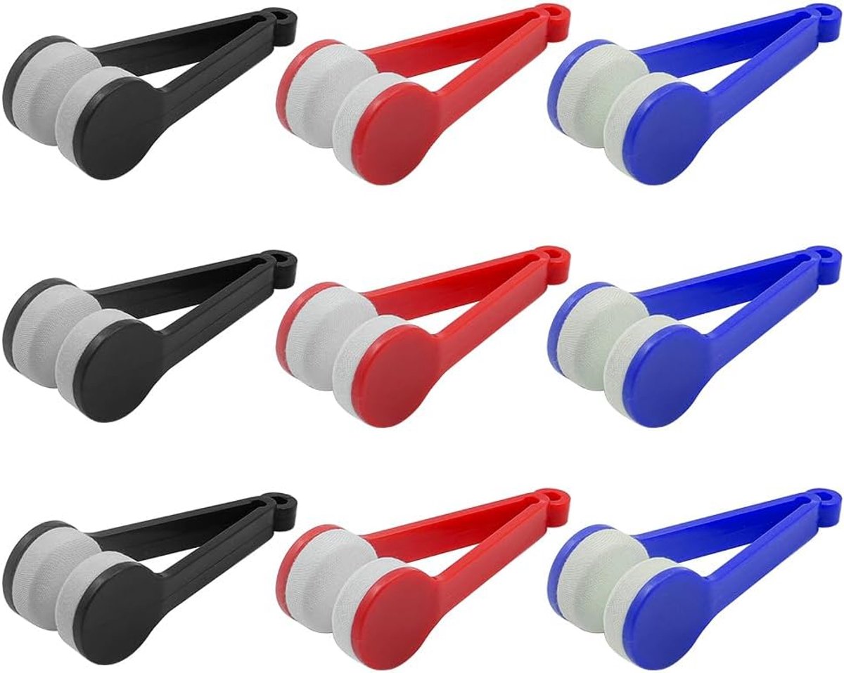 9-delige draagbare brillenreiniger, veelkleurige oogglasreiniger, brillenreinigingsgereedschap, plastic en microvezel, ultieme brillenreiniger voor zonnebrillen/brillen