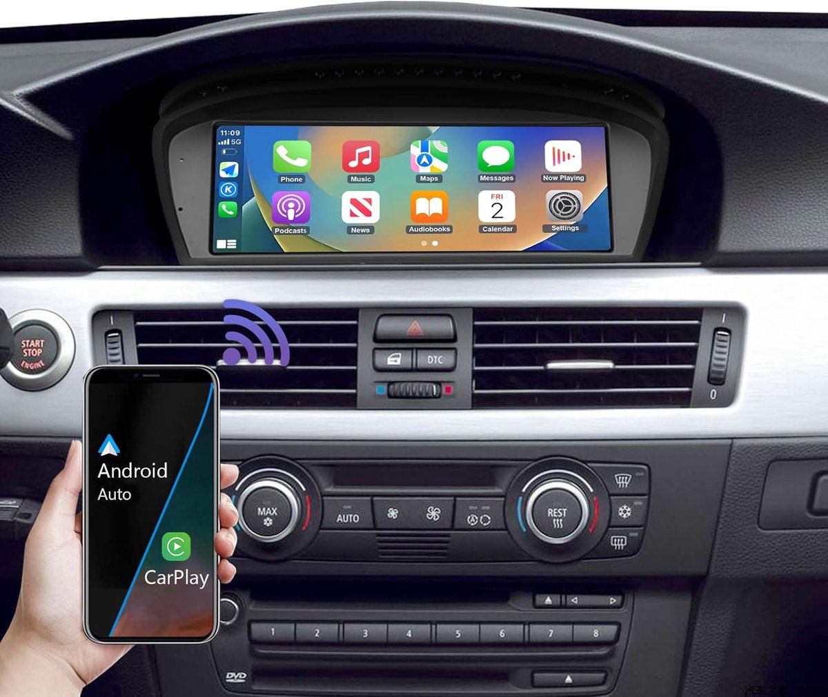 Top 8,8" CarPlay Scherm voor BMW 3/5 Serie met CCC 2003-2008 | voor BMW 3/5 Serie E90 E91 E92 E93 E60 E61, Linux HD IPS touchscreen, CarPlay Autoradio, Draadloze CarPlay, Android Auto
