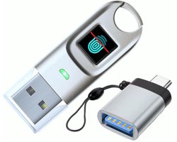 USB-sleutel en digitale ChipNet FIDO2 ID BioPass, hoge veiligheid, beschermd door vingerafdrukken, Spaans bedrijf met persoonlijke ondersteuning, zilver metallic