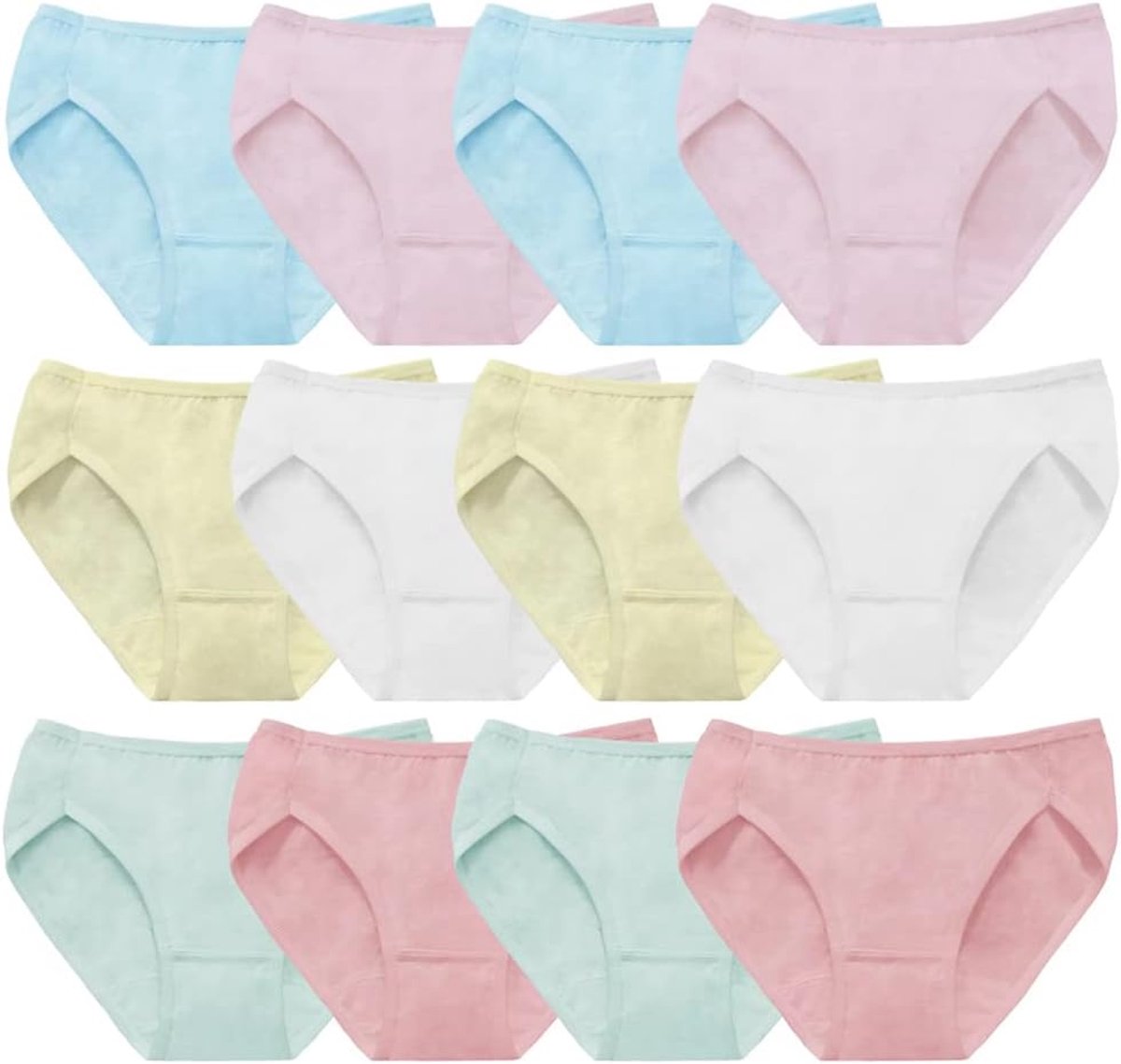 12 Pack Slipje Zachte Comfort Knickers Katoen Ondergoed Kleine Meisjes Diverse Slips 2-12 Jaar