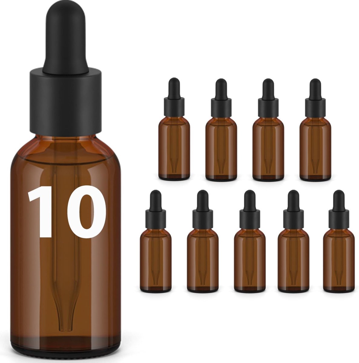 Pipetflessen - 10 Pack of 30ml Glass Dropper Bottles with Pipettes. Ideal for Essential Oils, Serums, DIY Skincare, and Aromatherapy Storage