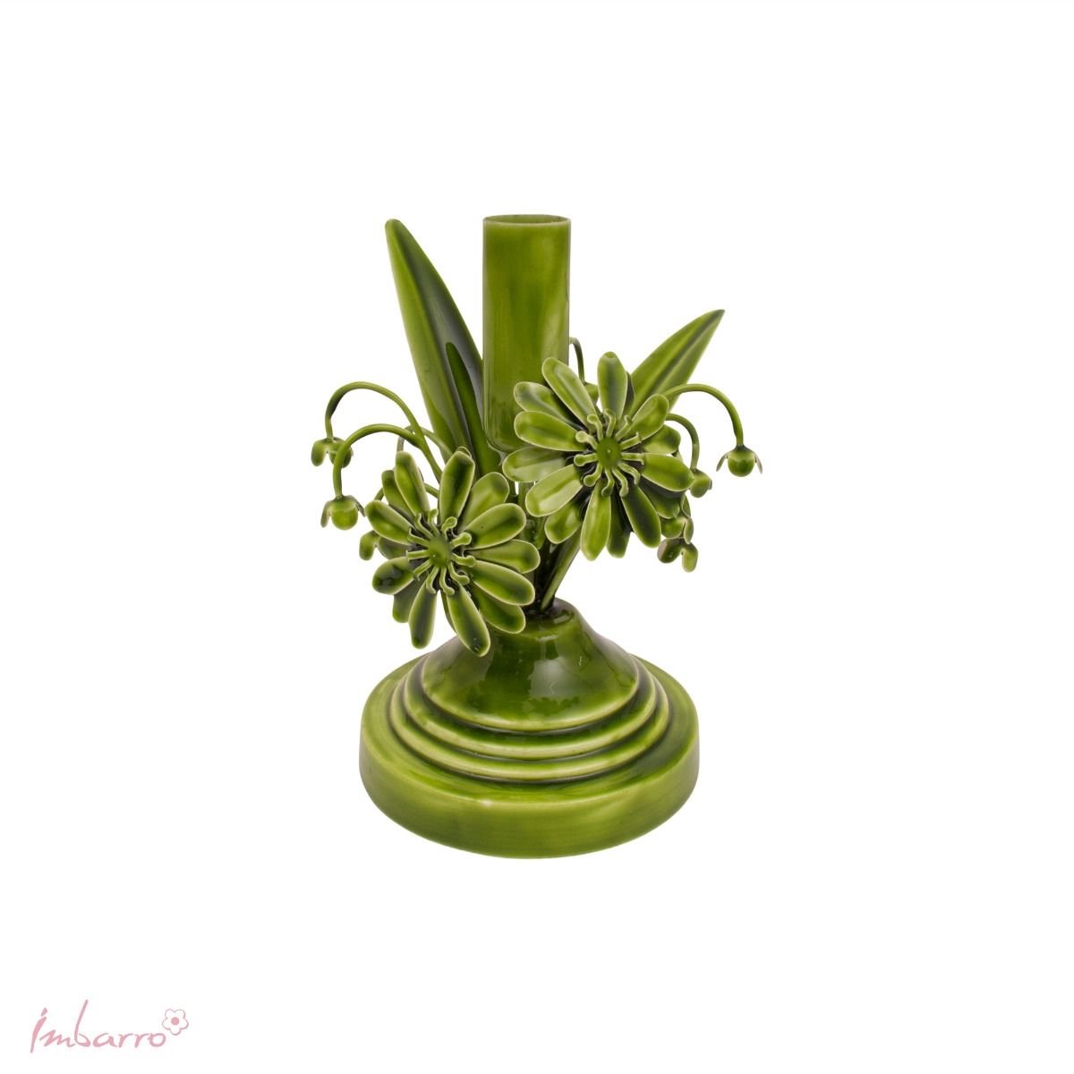 Imbarro Home & Fashion - Kandelaar Fleurie Green - Groen - L:15 W:11 H:17 cm