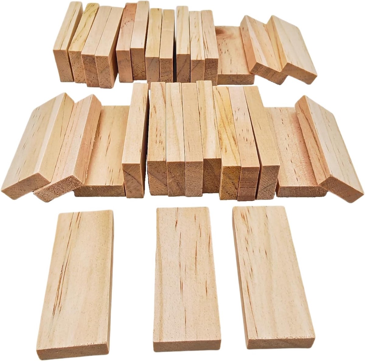 30 stuks kleine, ongelakte houtstukken om te knutselen, 6 x 2,3 x 0,8 cm, rechthoekige, dunne houten planken, blanco, Whittling houtblokken om te snijden, te schilderen en te branden
