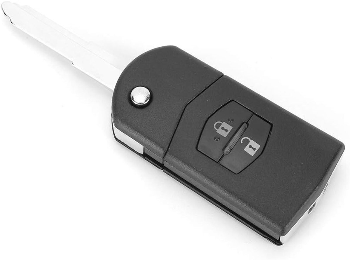 Autosleutelhangerhoesje met 2 knoppen voor auto met afstandsbediening en flipcase, compatibel met Mazda 3 5 6, duurzame sleutelhoes voor slimme sleutelhanger