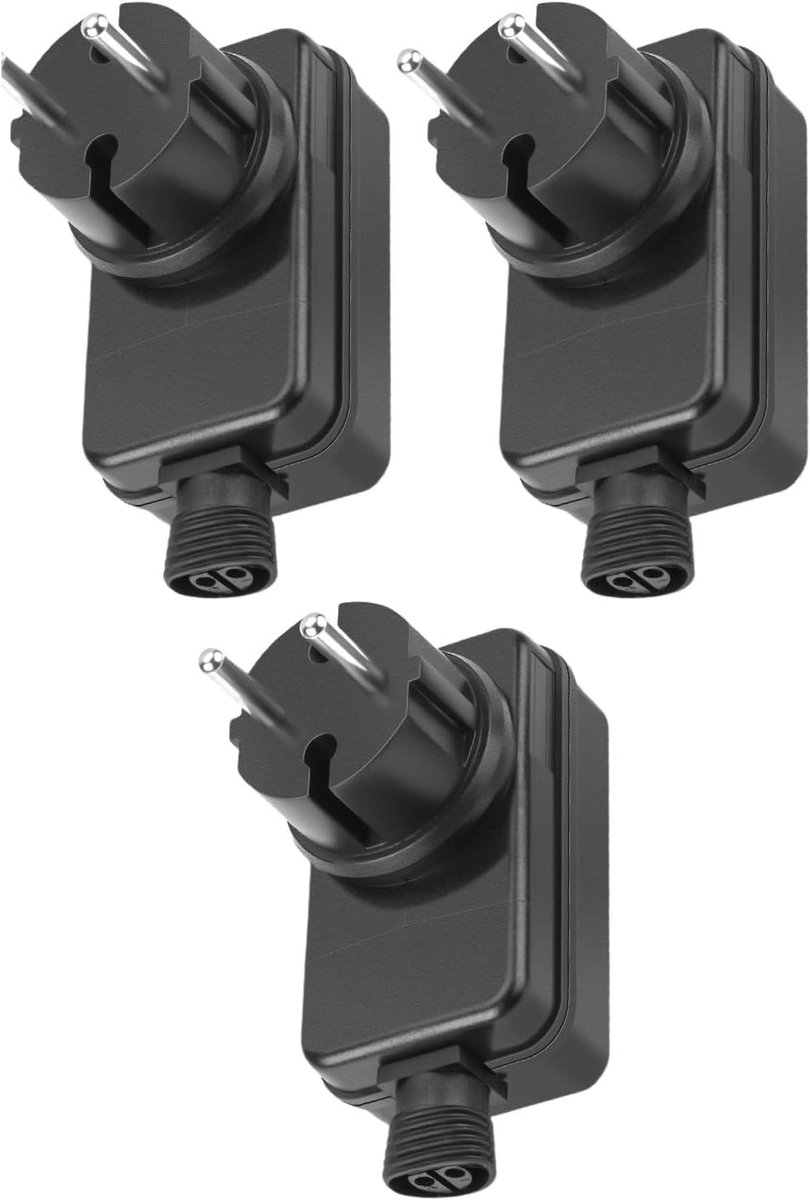 3 stuks LED voedingsadapter 12V 1A, tuinverlichting LED-adapter, tuinverlichting LED-adapter, 12V 1A voeding, IP44 waterdicht EU-stekker, voor lichtbalk, lichtslinger, tuinspot