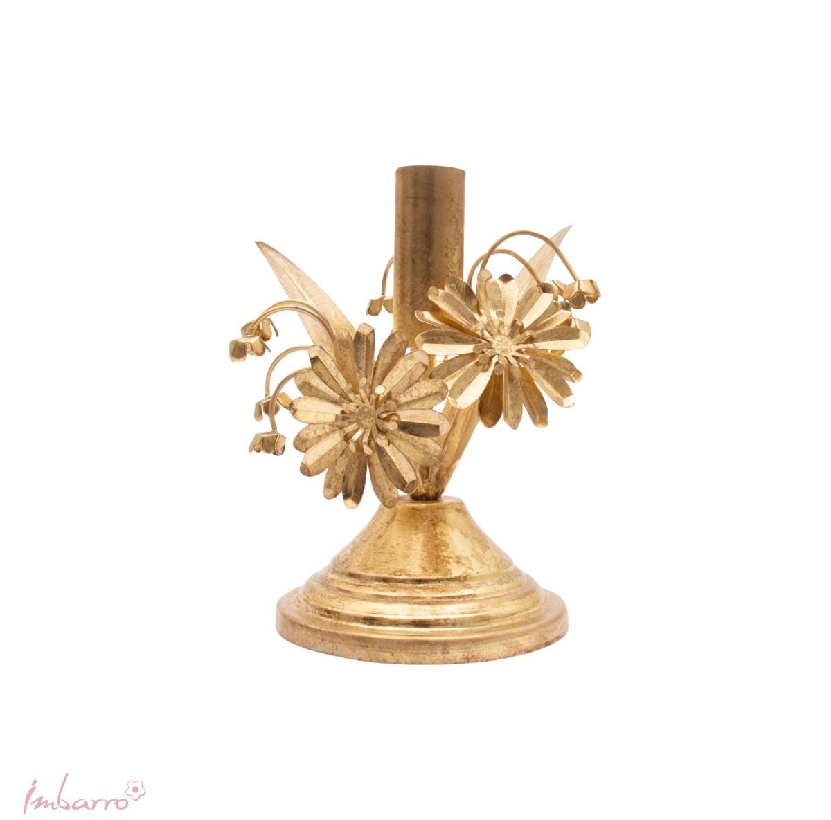 Imbarro Home & Fashion - Kandelaar Fleuri Gold - Goud - L:16.50 W:10 H:16 cm