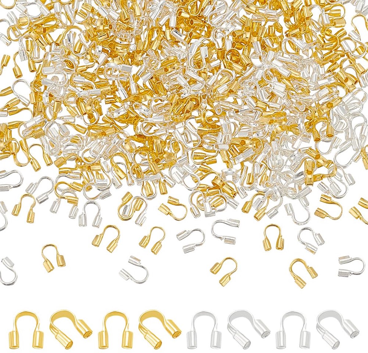Draadbeschermers 5 mm lange U-vormige draadbeschermlussen voor sieraden gouden en zilveren draadbeschermers voor het maken van sieraden gat 0,5 mm