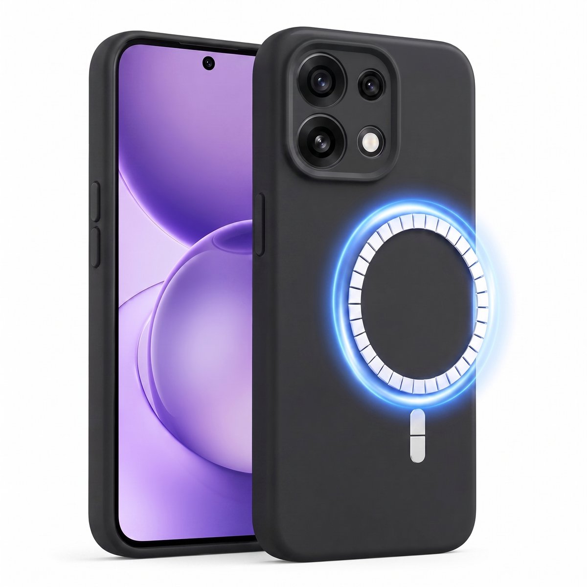 Hoesje geschikt voor Oppo Reno 16 Pro - Hoesje geschikt voor Magsafe - Draadloos opladen - Gehard Glas – Zwart