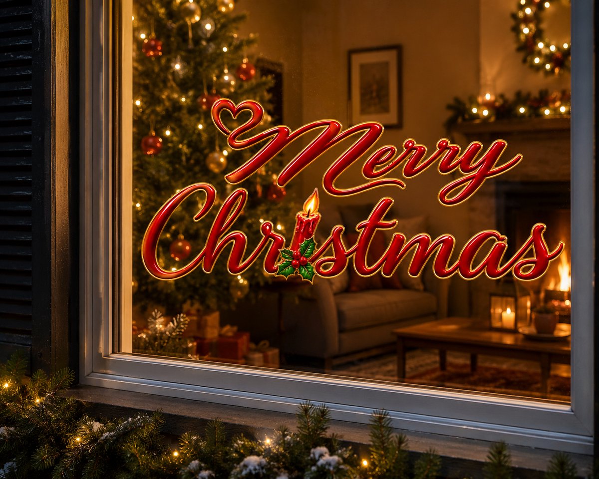 Merry Christmas Raamsticker – 65 x 20 cm