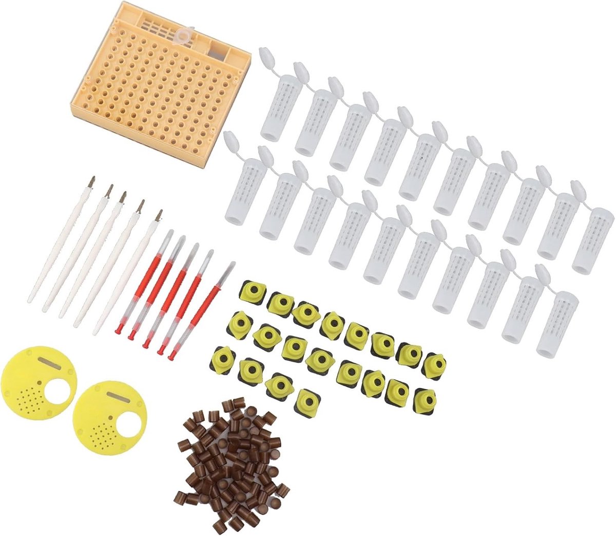Complete Bijenhouderij Kit voor het Kweken van Koninginbijen - Gebruiksvriendelijke Kweekbox met Plastic Kweekcellen en Accessoires voor Bijenliefhebbers