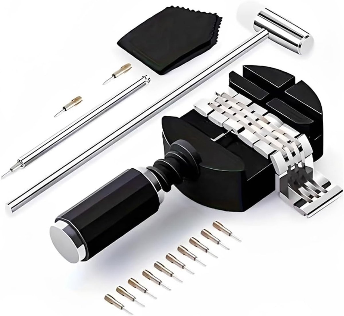 Horlogeband inkorter - Zwart - 16-delig - Metalen Horlogegereedschapsset voor Bandaanpassing