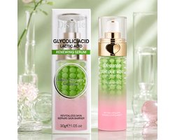 Glycolic Acid (Glycolzuur) & Lactic Acid (Melkzuur) Renewing Serum – AHA Gezichtsserum met Hyaluronzuur – Exfoliërend Serum voor Gladdere & Egalere Huid
