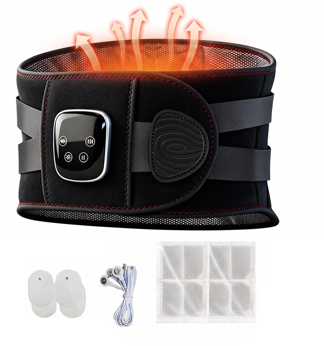 Fokelyi Rugmassage Warmtegordel - EMS Massage Met LCD Scherm - Professionele Elektrotherapie -Scherm Rugmassage -360° Trillingen & 9 Niveaus - 2500mAh - 20 Minuten Slimme Timer - Bijvoet Pakket