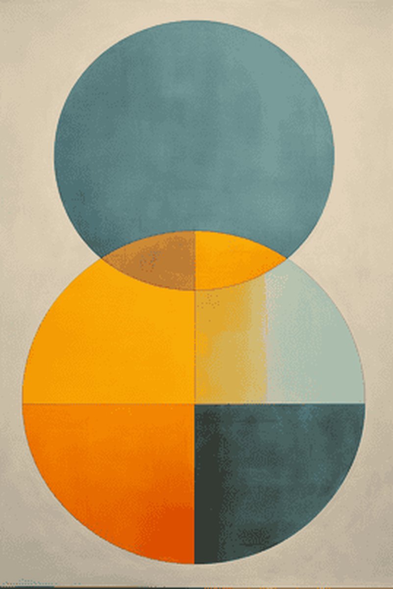 Aesthetic Poster - Cirkel - Oranje Blauw - Abstracte Kunst - posters - formaat 70x100cm - Wanddecoratie - Aesthetic room decor - L1436CW