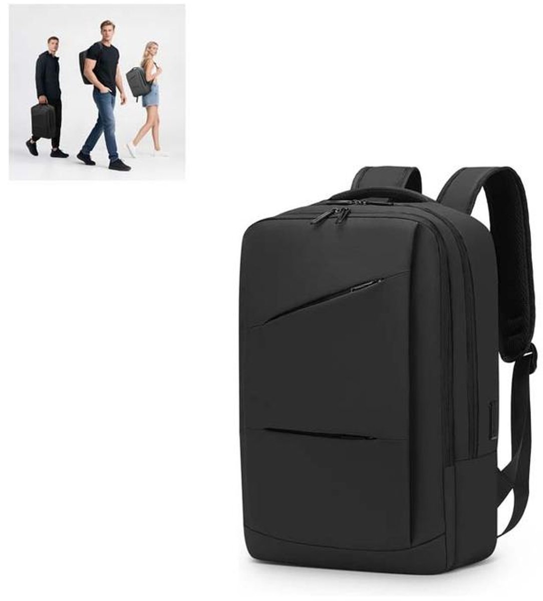 KZQ Laptoprugzak heren - Waterdichte rugzak met USB-poort voor 15.6 inch laptop - Voor werk, reizen, school, dagelijks gebruik - Zwart,