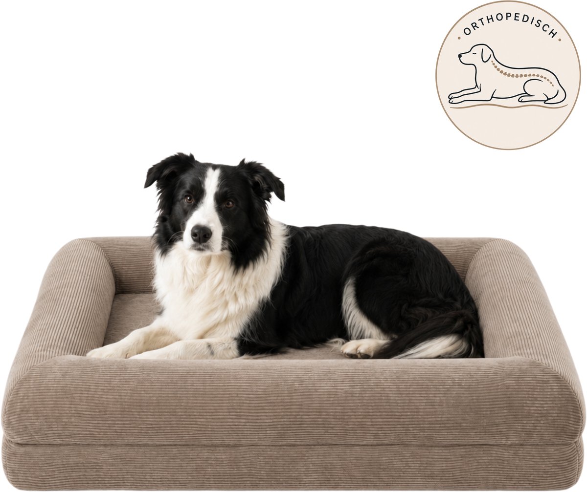 Behave Orthopedische Hondenmand - Memory Foam - Corduroy Taupe - M 94×74cm