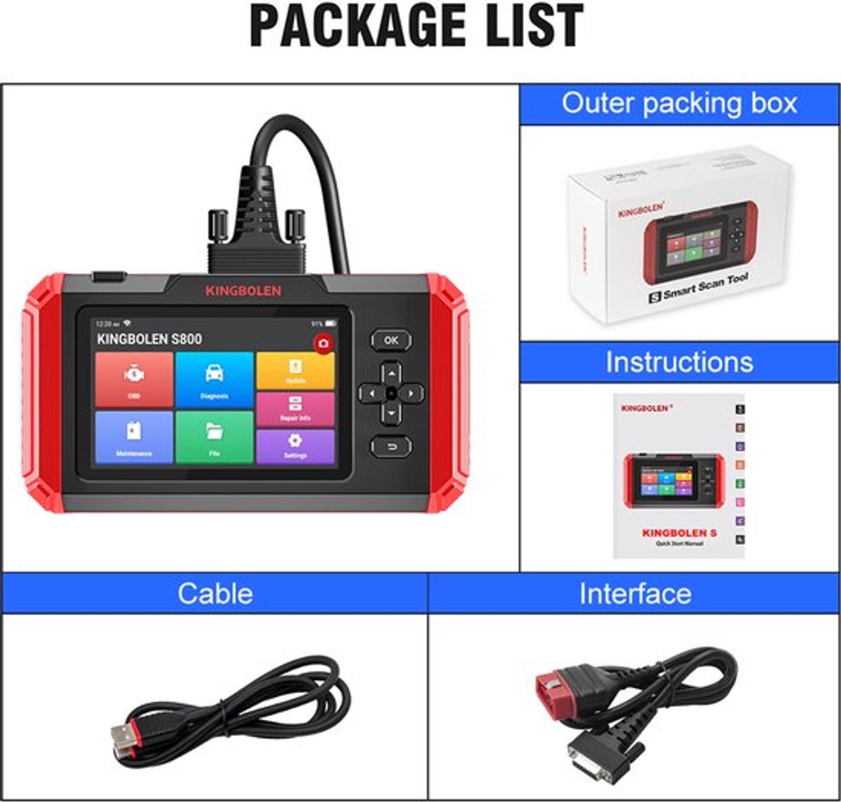 Autodiagnose Scanner 4-Systemen Autodiagnose WiFi - OBD2 Scanner - 5 Inch Display - Meertalige Interface