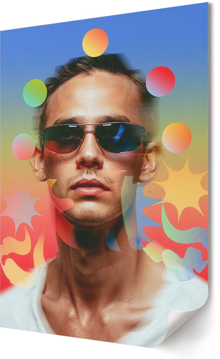 Coloray Polycanvas Wandposter - Bauhaus-Stijl, Poster - A2 - Beige Patroon - Rechthoek - Interieurdecoratie - Woonkamer, Slaapkamer, Kantoor - Modern