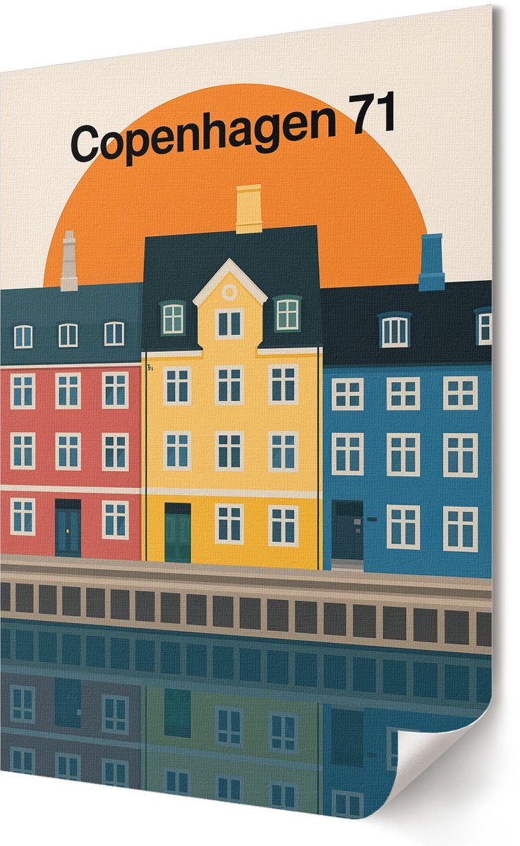 Coloray Polycanvas Poster - Stadspanorama, Fotografie - A3 - Oranje Illustratie - Rechthoek - Wandkunst - Woonkamer, Slaapkamer, Kantoor - Modern