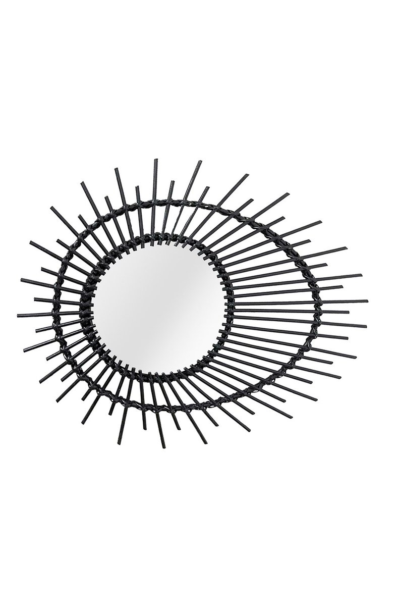 Padiro wandspiegel 58 x 47 x 2 cm - zwart - rotan - oogvormig rotan frame
