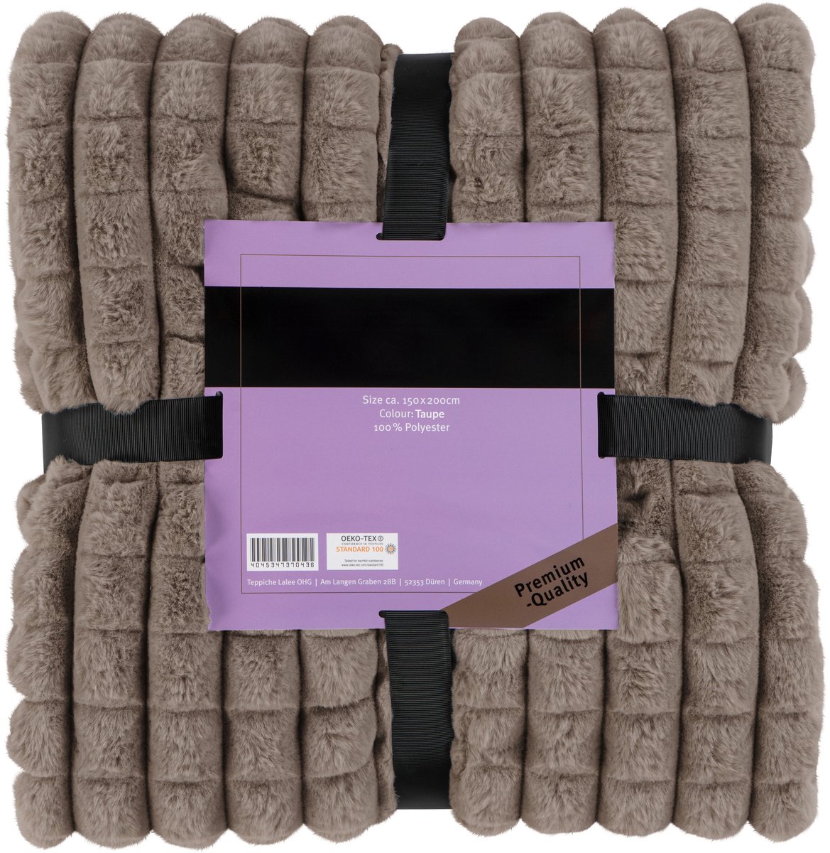 Padiro woonplaid - 150 x 200 cm - Taupe - Reliëfstructuur - Polyester