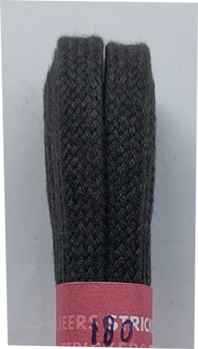 Strickers Veter - Donker Grijs - Plat - Lengte 180 cm - Breedte 7 mm - Schoenveter