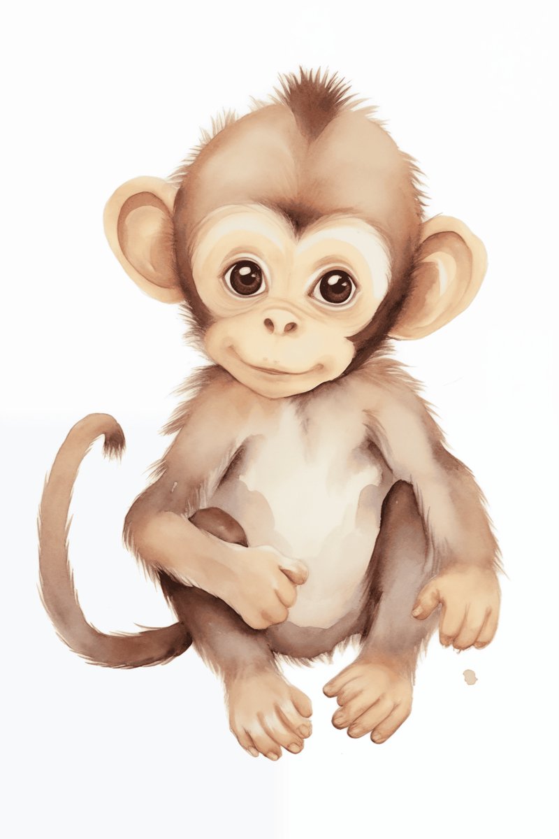 Lief Aapje - Babyaap - Kinderkamer - Babykamer - Schattige - voor Kinderen - Apen - posters - formaat 30x40cm - Wanddecoratie - XS1877YR