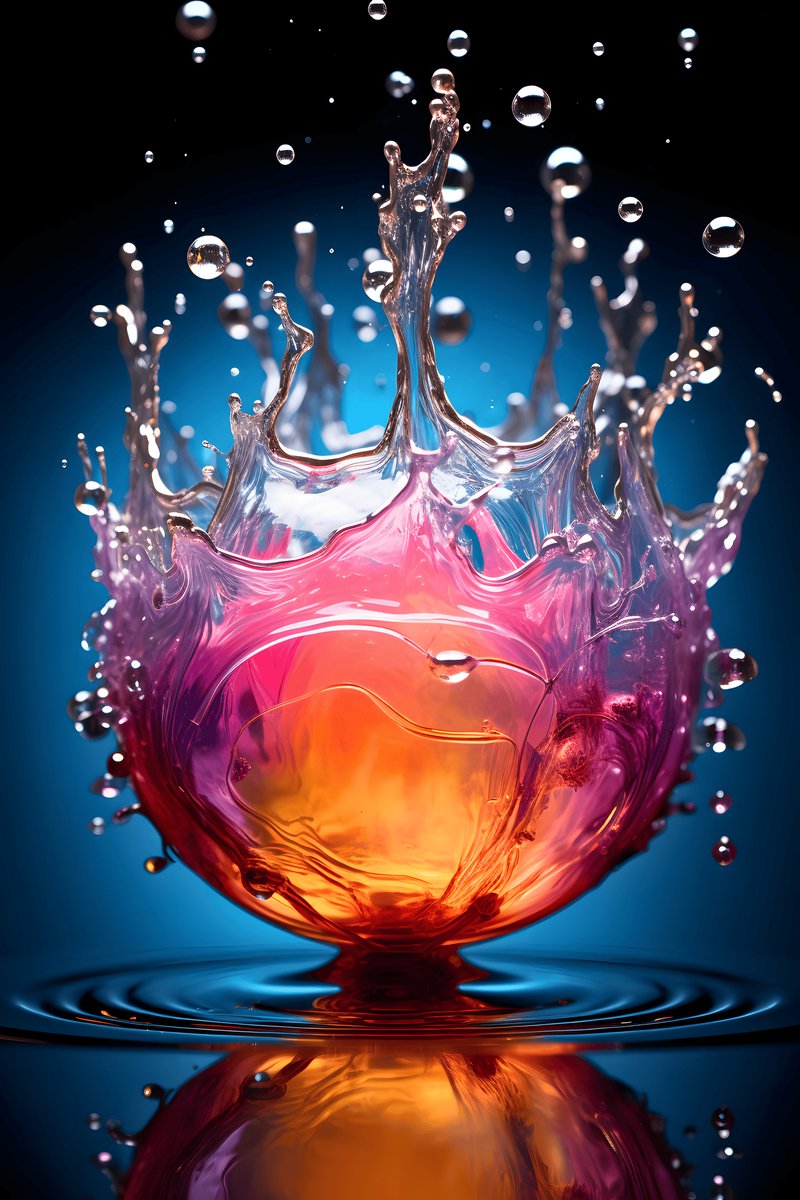 Water Impact - Minimalistic Art - Water Effect - 3D Art - Minimalistic - Hoge kwaliteit - posters - formaat 70x100cm - Wanddecoratie - L1763MT